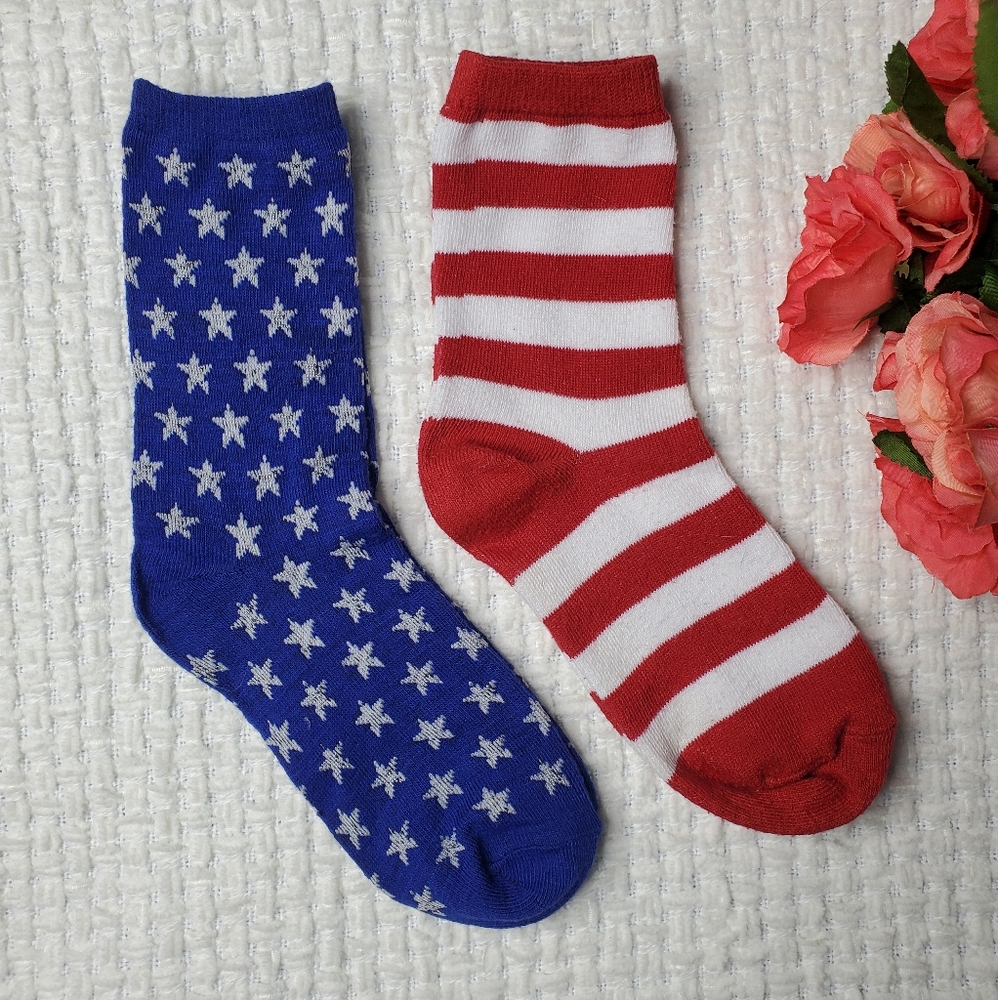 NWOT USA Stars & Stripes Red, White & Blue Socks